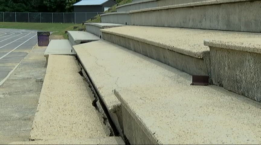 School officials say the concrete bleachers have shifted creating a safety hazard_ Source WBRC.jpg