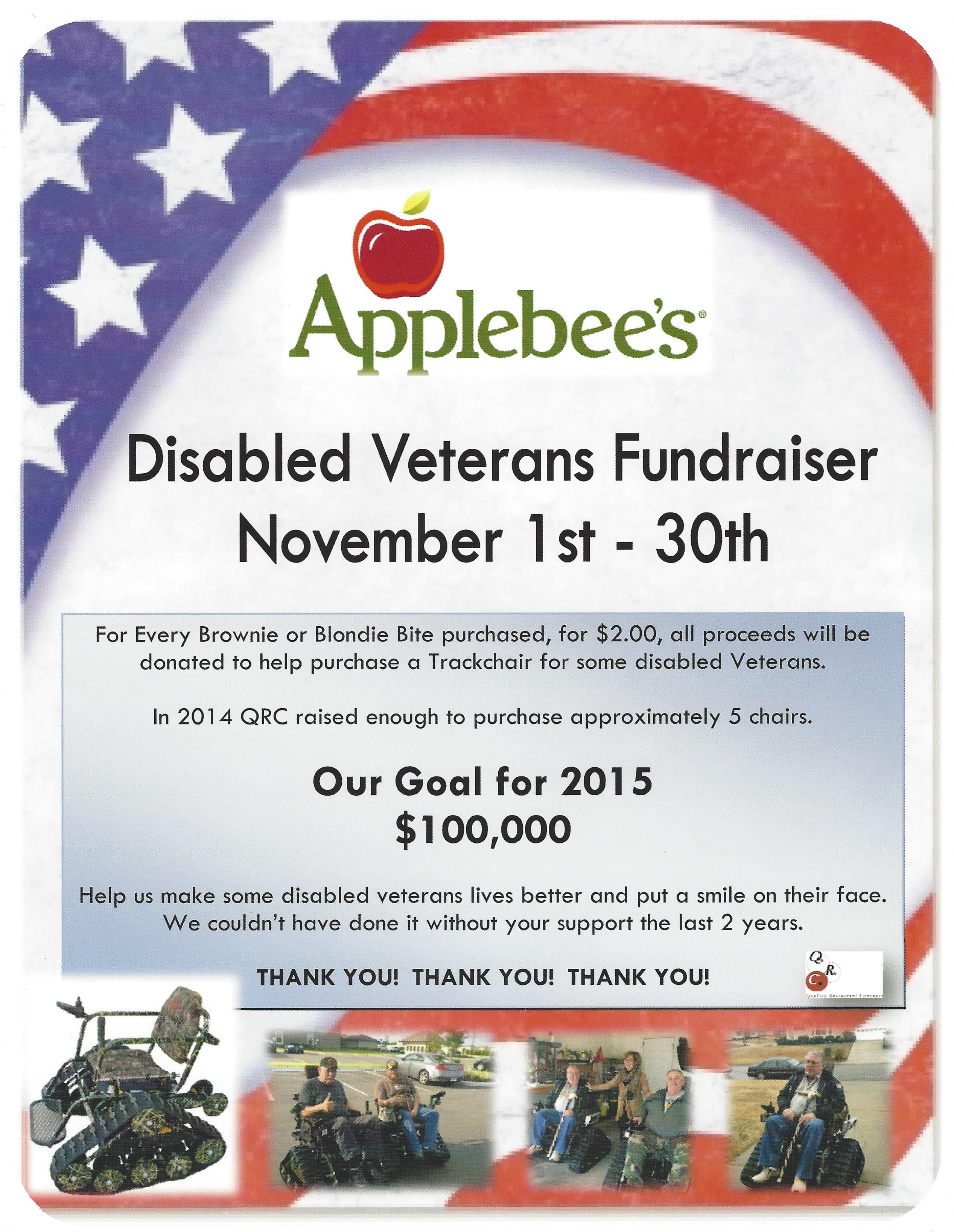 Applebee’s Holds Monthlong Disabled Veterans Fundraiser