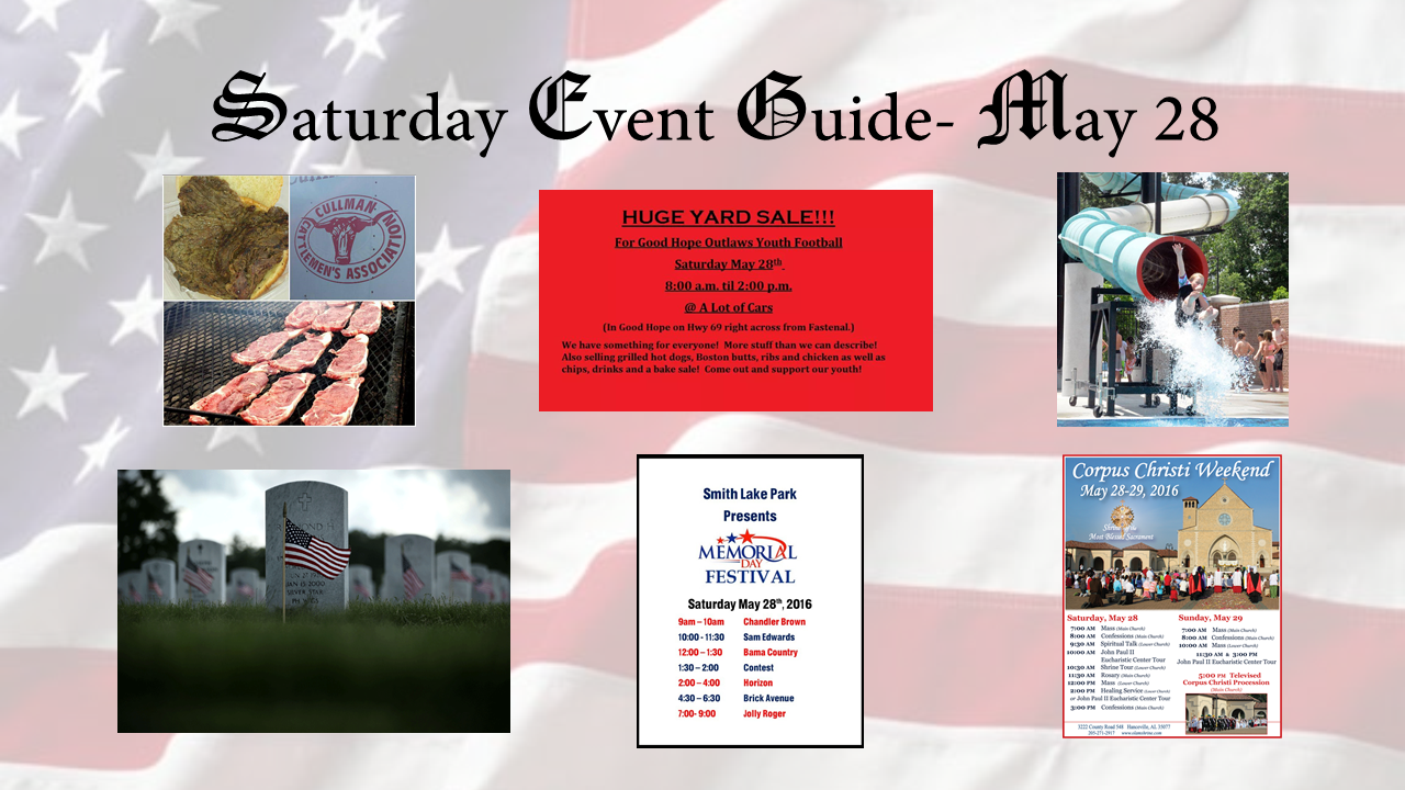 Saturday Event Guide- May 28