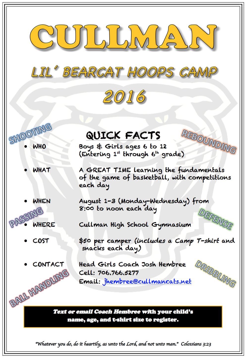 Cullman Lil’ Bearcat Hoops Camp set for Aug. 1-3