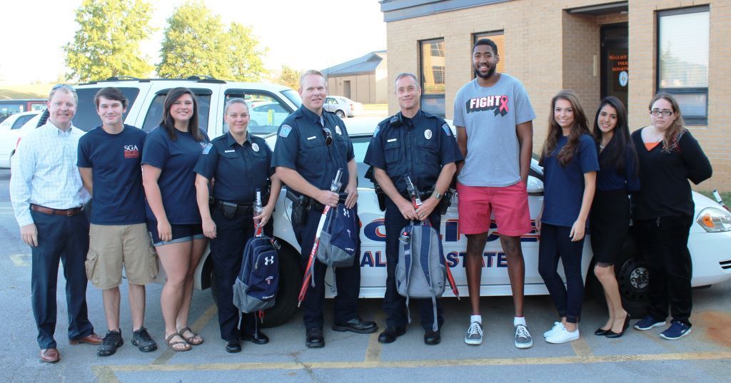 Wallace State’s Student Government Association distributes backpacks to campus police department as part of “Props For Cops” campaign WSCC