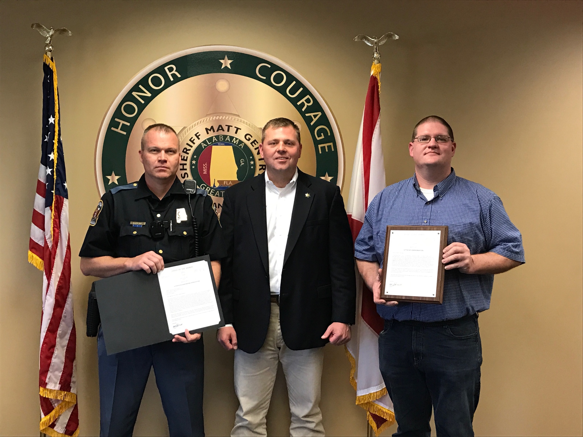 CCSO deputy and ALEA trooper honored by Sheriff Gentry Bradley Williams