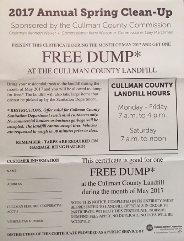 County’s spring cleanup kicks off May 1: customers get free trip to landfill W.C. Mann