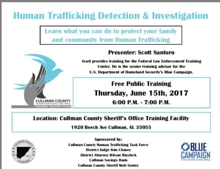 Cullman hosting Dept. of Homeland Security human trafficking training event