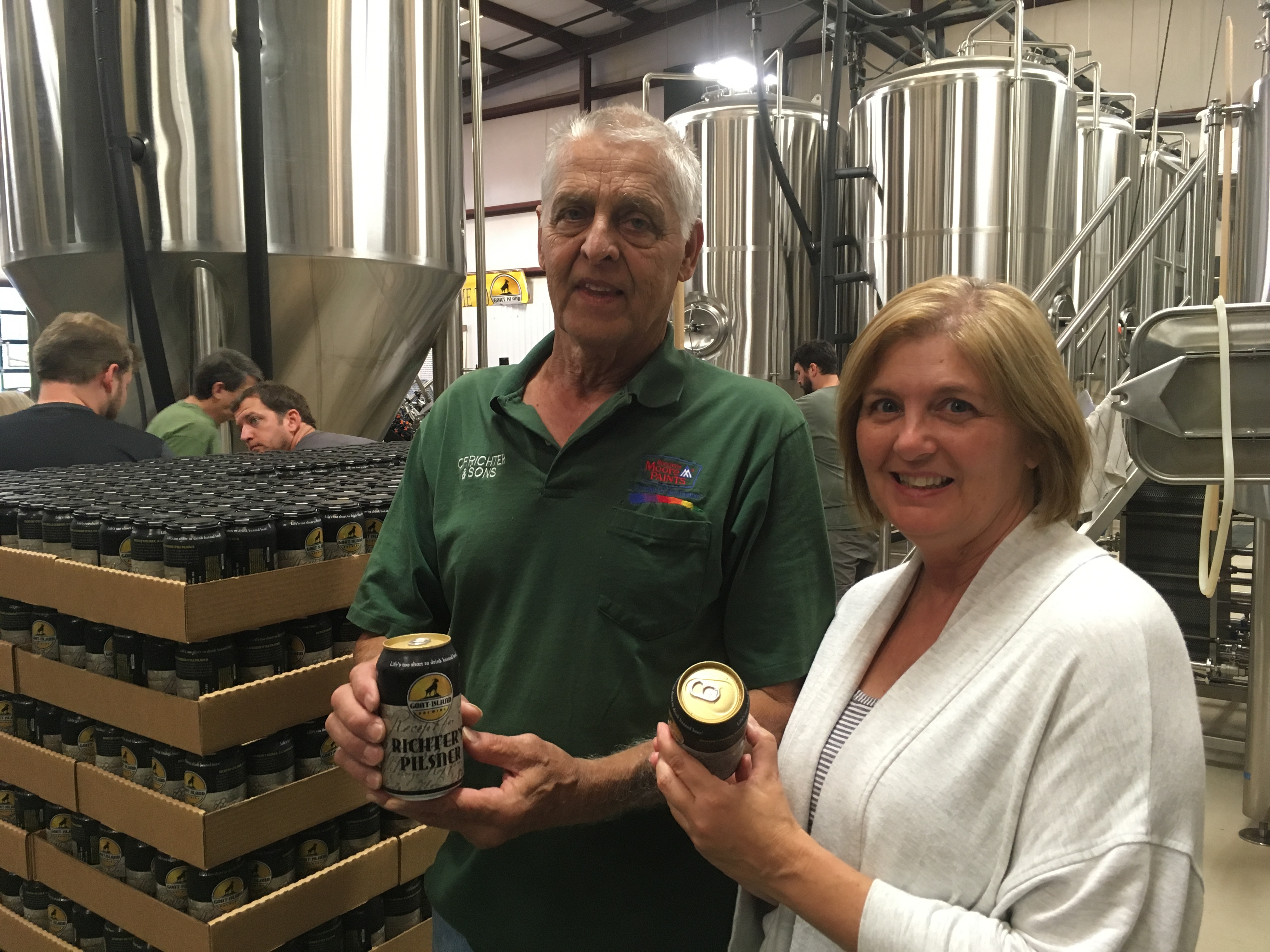 1st canned beers roll off the line at Goat Island Brewing