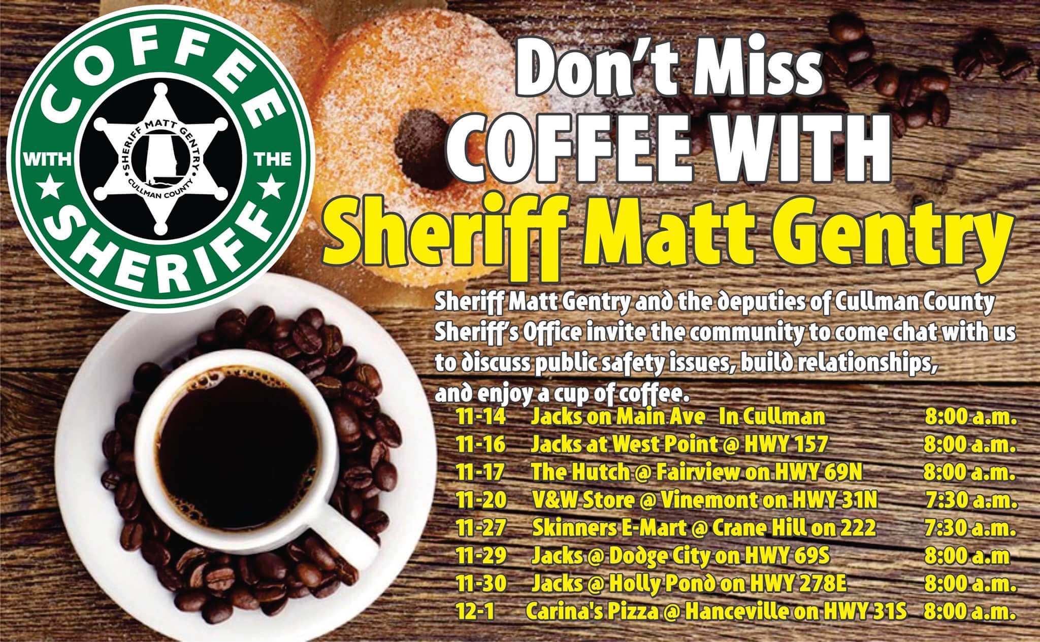 Residents invited to have coffee with Sheriff Gentry