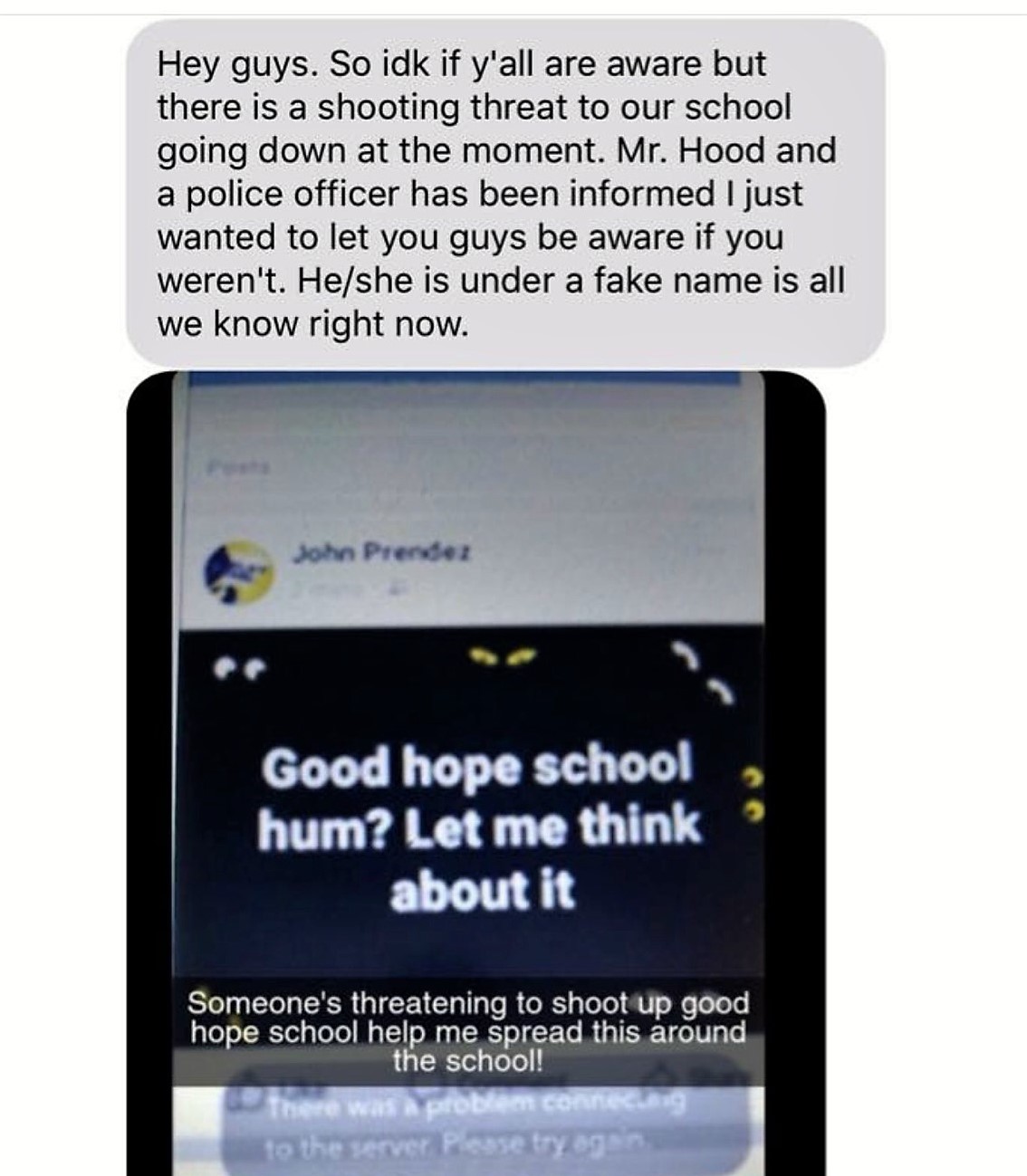 BREAKING: Source of threat to Good Hope High School identified