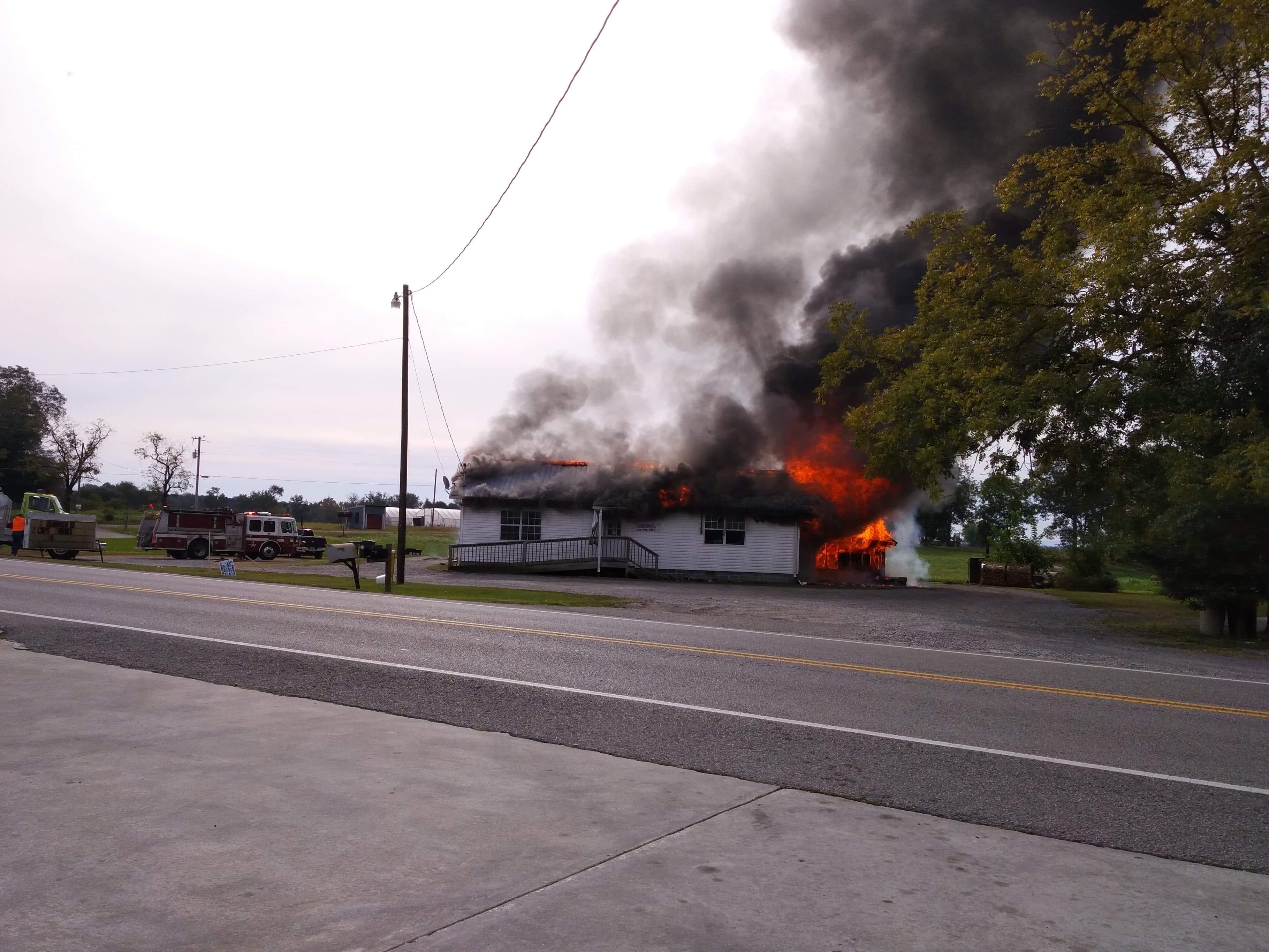 Fire at Brindley Mountain BBQ in Fairview
