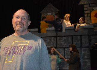 Cullman County Schools breaks new ground with theater production What happens when you pass out the swords and turn your back! Fairview Theatre Director Mark Dobbs with some of his “Sleeping Beauty” cast members.