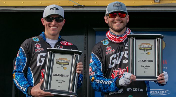 BASSMASTER COLLEGE SERIES: Grand Valley State Duo Wins Bassmaster College Series Event On Alabama’s Smith Lake