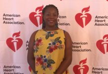 Heart transplant recipient Ovuke McCoy speaks at Heart Walk kick-off breakfast