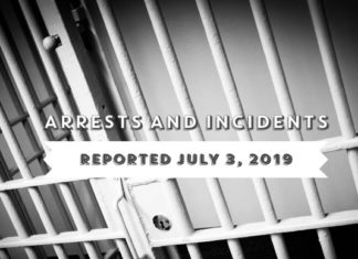 Arrests and incidents reported July 3, 2019