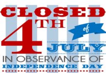 Municipality Closings for July 4th