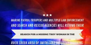 Search called off until Saturday for 26-year-old missing Troy woman; Decatur man jailed for BUI in boating incident
