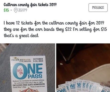 Unfair deal! Stolen Cullman County Fair tickets offered for sale, will not be honored at Fair