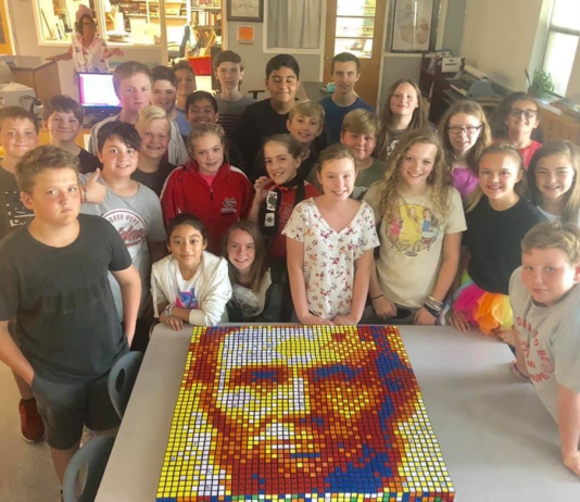 Good Hope 7th graders create Rubik’s Cube mosaic portrait of Abraham Lincoln