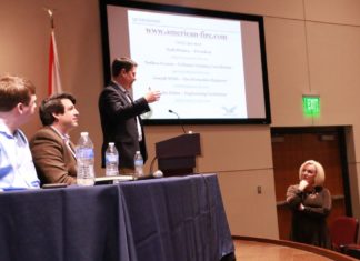 American Fire CEO and President Josh Whaley, a Wallace State grad, presents to Applied Technologies students