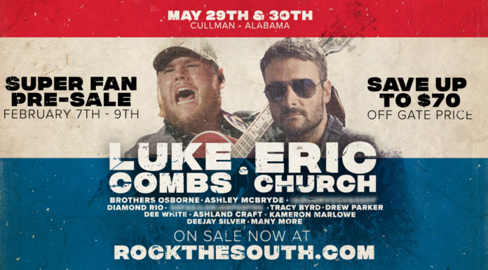 Luke Combs, Eric Church to headline 2020 Rock the South