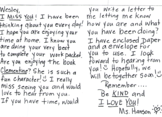 Bringing out the Best: Vinemont teacher connects with 3rd-grade student via snail mail