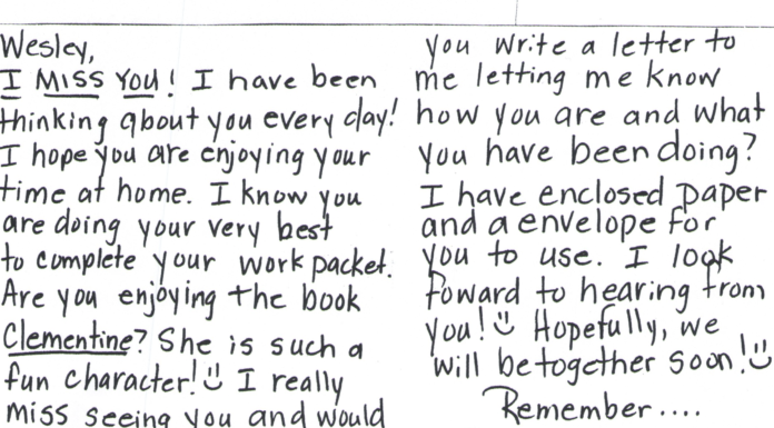 Bringing out the Best: Vinemont teacher connects with 3rd-grade student via snail mail