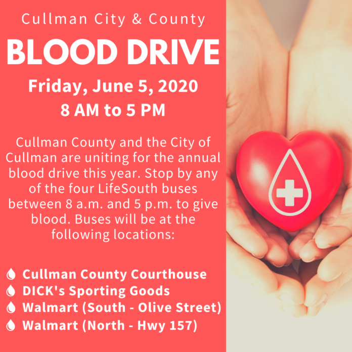 2020 Cullman City County blood drive poster