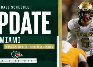 UAB at Miami football game changed to September 10