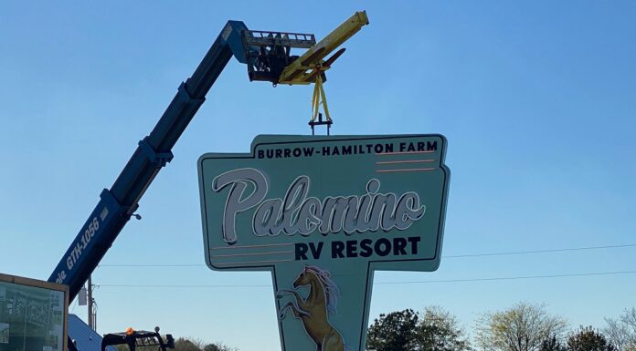 Sign goes up at Palomino RV Resort