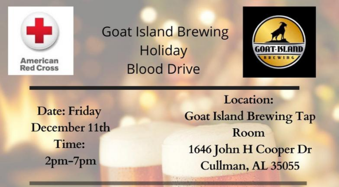 American Red Cross holiday blood drive at Goat Island Brewing Friday