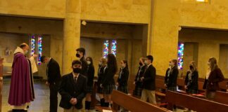 Socially-distant Ash Wednesday observed at St. Bernard Prep