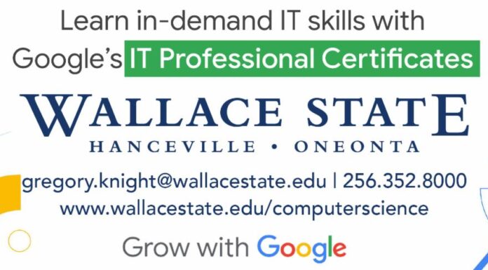Wallace State Computer Science program commended for new Google IT Support Professional Certificate