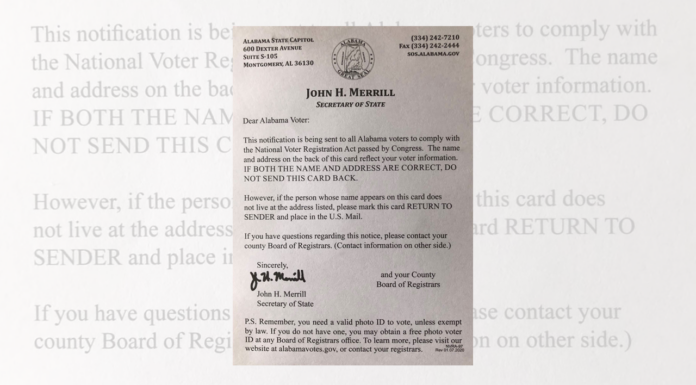 Registered Alabama voters to begin receiving voter update cards at home