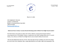 Statement from Cullman County Schools following death of West Point High School student