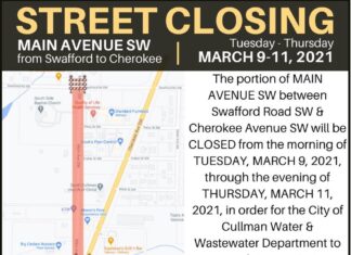 Portion of Main Ave SW will be closed March 11