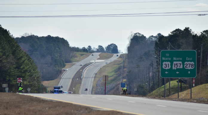 Lt. Jeff Warnke discusses drone mapping process near HWY 278 and 157