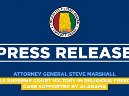 Attorney General Steve Marshall hails Supreme Court victory in religious freedom case supported by Alabama