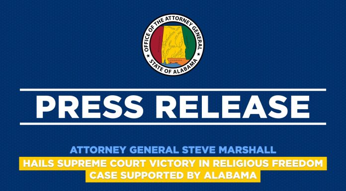 Attorney General Steve Marshall hails Supreme Court victory in religious freedom case supported by Alabama
