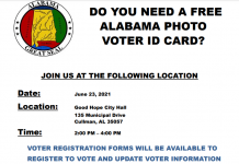 Free photo voter ID cards available in Cullman and Winston Counties on Wednesday