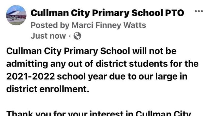 Cullman City Primary School not accepting out-of-district students