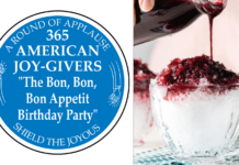 365 AMERICAN JOY-GIVERS for 2021: The Bon, Bon, Bon Appetit Birthday Party