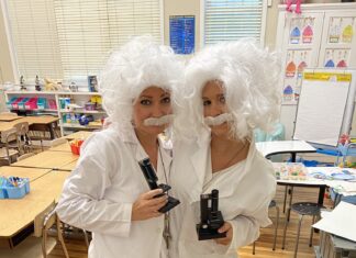 East Elem. teachers kick off year dressed as Einstein for science class