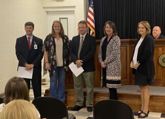 Cullman City Board of Education recognizes Cullman City School’s America’s First Teacher of the Month Christopher Smith at Tuesday meeting