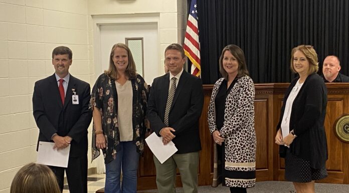 Cullman City Board of Education recognizes Cullman City School’s America’s First Teacher of the Month Christopher Smith at Tuesday meeting