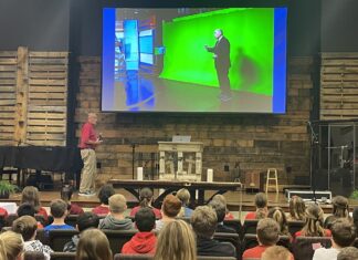 James Spann visits East Elementary sixth graders on Monday