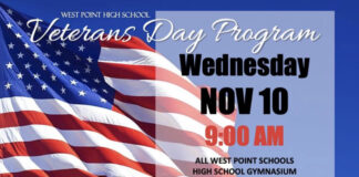 West Point High School Veteran’s Day program set for Nov. 10