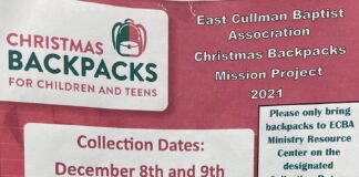 East Cullman Baptist Association collecting backpacks for Christmas donation event Dec. 8-9