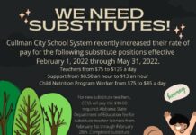 Substitutes needed immediately for Cullman City and County Schools