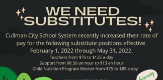 Substitutes needed immediately for Cullman City and County Schools