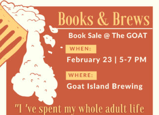 Books and Brews book sale event to be held at Goat Island Brewing February 23