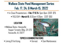 Wallace State Community College, Alabama Extension Office hosting Pond Management Series this month