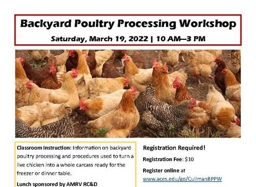 North Alabama Agriplex hosting a backyard poultry processing workshop this Saturday